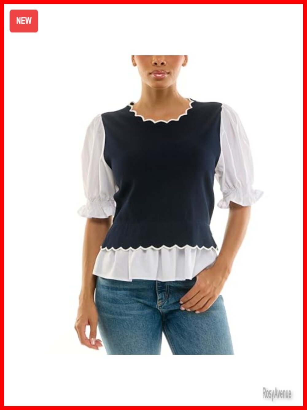 Two-Fer Sweater with Poplin Sleeves